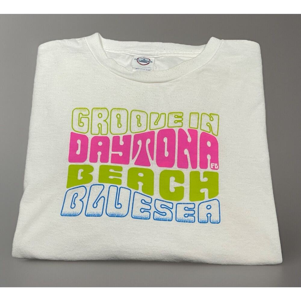 Daytona Beach Blue Sea Delta Pro Weights T Shirt Size XL White